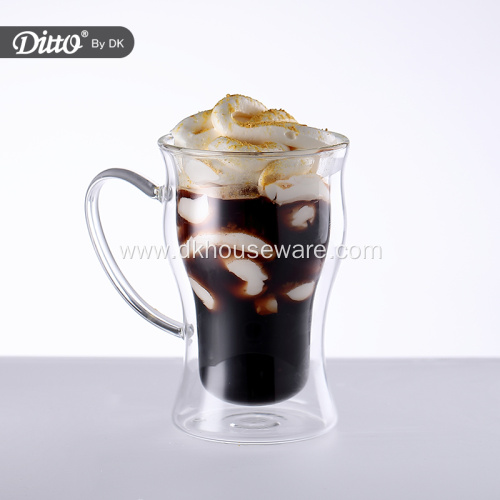 Customized Double Wall Tea Glass Cup With Handle